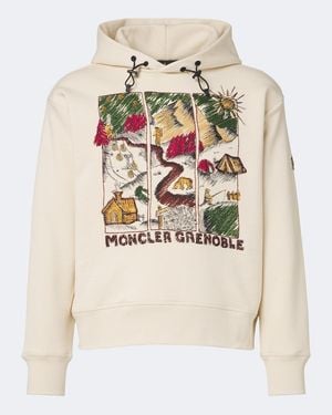 Moncler Printed Cotton-Blend Jersey Hoodie - White