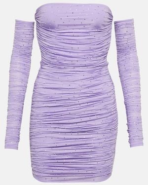 Alex Perry Crystal-Embellished Jersey Minidress - Purple