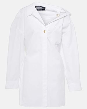 Jacquemus Asymmetric Cotton Poplin Mini Dress - White