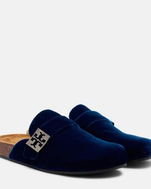 Tory Burch Mellow Embellished Velvet Mules - Blue