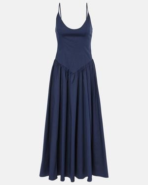 STAUD Dena Cotton Midi Dress - Blue