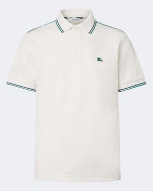 Burberry Ekd Cotton-Blend Pique Polo Shirt - White