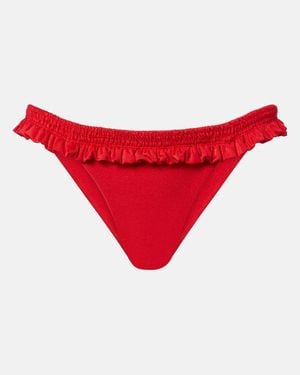 Faithfull the Brand Esterel Ruffled Bikini Bottoms - Red