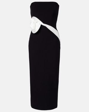 Roland Mouret Midikleid Aus Crepe Mit Floraler Applikation - Blau