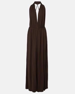 The Row Pharao Gathered Jersey Crepe Gown - Brown