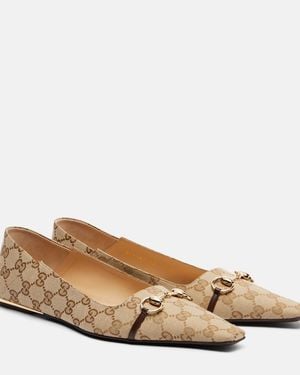 Gucci Bailarinas Vittoria De Lona Gg Con Horsebit - Neutro
