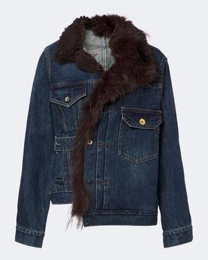 Sacai Veste Asymetrique En Denim - Bleu