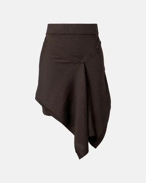 Lemaire Asymmetric Wool-Blend Miniskirt - Brown