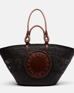 Stella McCartney Tote Large Aus Raffiabast - Schwarz