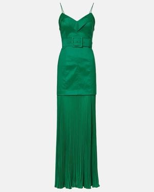 Rebecca Vallance Bailey Belted Pleated Maxi Dress - Green