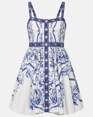 FARM Rio Floral Cotton Minidress - Blue