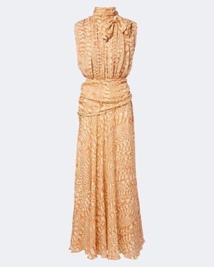 Johanna Ortiz Saffron Breeze Printed Silk Georgette Gown - Metallic