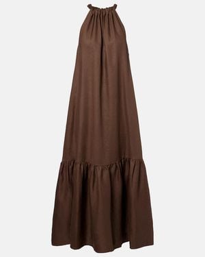 Asceno Linen Maxi Dress - Brown