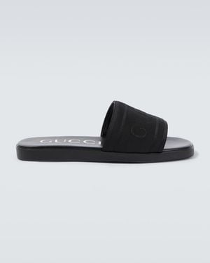 Gucci Pantoletten Aus Canvas Und Leder - Schwarz