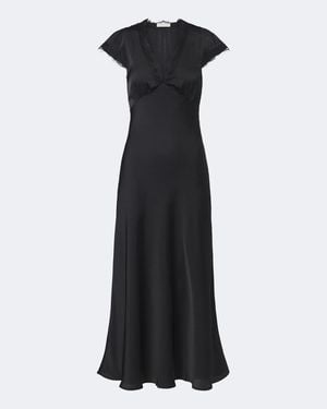 Faithfull the Brand Mina Lace-Trimmed Satin Midi Dress - Black