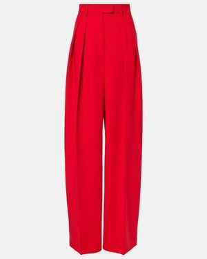 Sportmax Abadan Wool-Blend Canvas Wide-Leg Trousers - Red