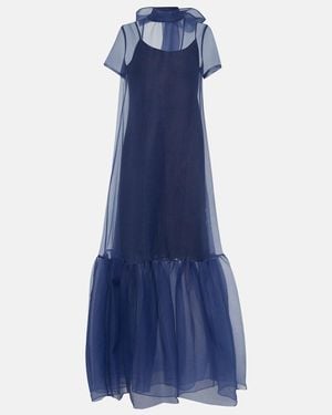 STAUD Calunna Organza Maxi Dress - Blue