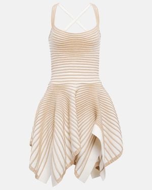 Alaïa Crepe And Chenille Ballerina Minidress - Natural