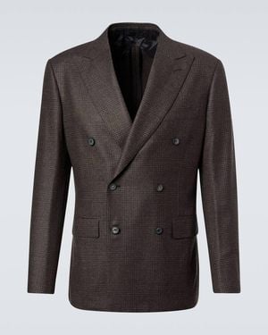 Brioni Prince Of Wales Check Wool Blazer - Black