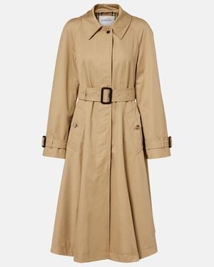 Burberry Cotton Gabardine Trench Coat - Natural