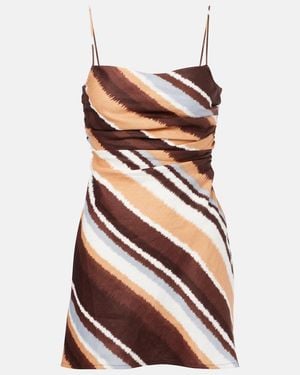 Faithfull the Brand Maryse Striped Linen Minidress - Brown