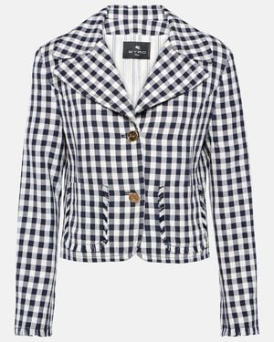 Etro Gingham Cropped Blazer - Blue