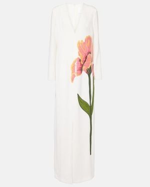 Costarellos Jennis Floral Sequined Crepe Maxi Dress - White