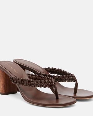 Gianvito Rossi Braided Leather Thong Sandals - Brown