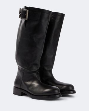 Balenciaga Motor Leather Knee-High Boots - Black