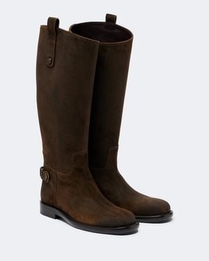 Burberry Stiefel Cavalier Aus Veloursleder - Schwarz