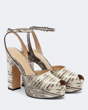 Fendi After 9 Snake-Effect Leather Platform Sandals - Metallic