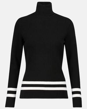 Fusalp Striped Turtleneck Knit Sweater - Black