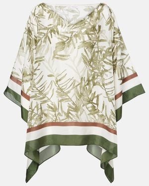 Brunello Cucinelli Printed Silk Kaftan - Green