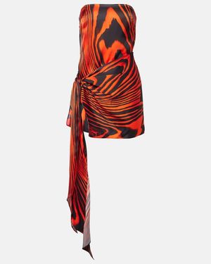 David Koma Zebra-Print Gathered Bustier Dress