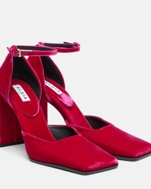 Alaïa D' Orsay 90 Velvet Décolleté - Red