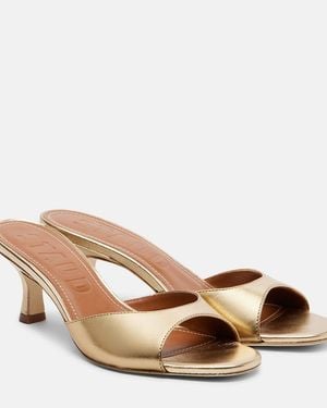 STAUD Brigitte 100 Metallic Leather Mules - Brown