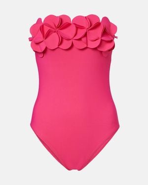 Karla Colletto Tess Floral-Applique Swimsuit - Pink