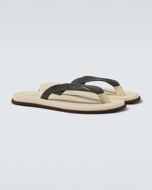 Brunello Cucinelli Suede Thong Sandals - White