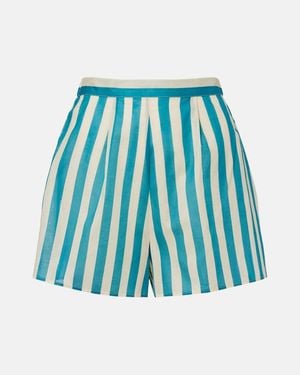 Eres Twins Striped Cotton Voile Shorts - Blue