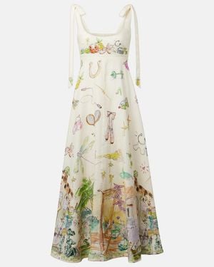 ALÉMAIS Anouk Printed Linen Midi Dress - White