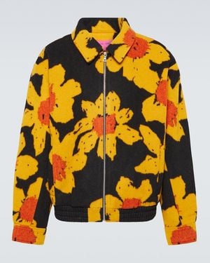 The Elder Statesman Senna Wool And Cashmere Bomber Jacket - Yellow