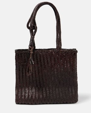 Lemaire Chevron Medium Leather Tote Bag - Black
