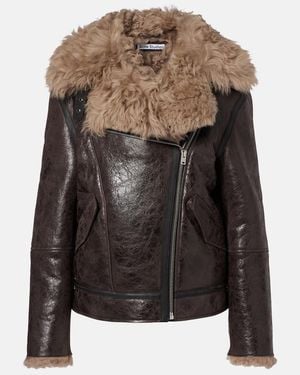 Acne Studios Shearling-Trimmed Leather Jacket - Black