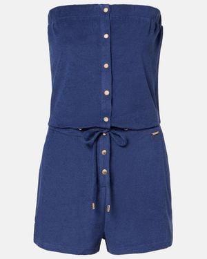 Melissa Odabash Naomi Cotton-Blend Terry Romper - Blue