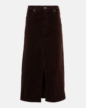FRAME Corduroy Button-Front Midi Skirt - Black