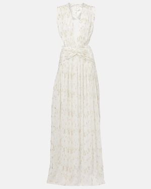 Costarellos Luccia Cutout Silk Jacquard Gown - White