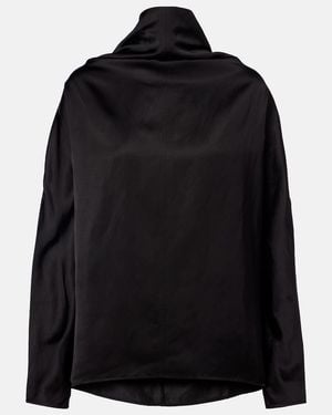 TOTEME Draped Satin Blouse - Black