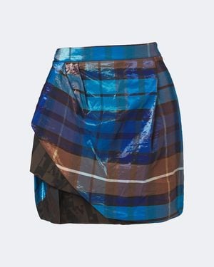 Vivienne Westwood Zora Draped Plaid Miniskirt - Blue