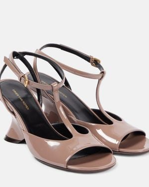 Dries Van Noten 75 Patent Leather Wedge Sandals - Metallic