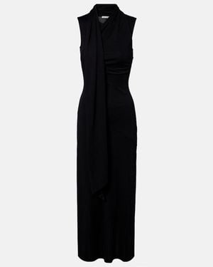 Ami Paris Tie-Neck Jersey Midi Dress - Black